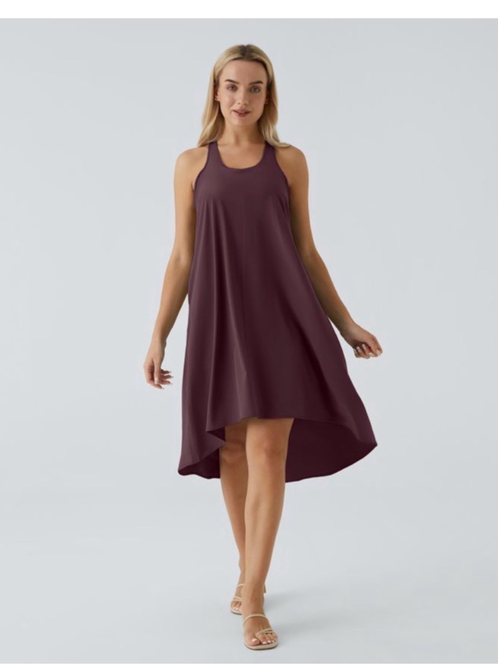 HALARA Sleeveless High-Low Dress in Plum